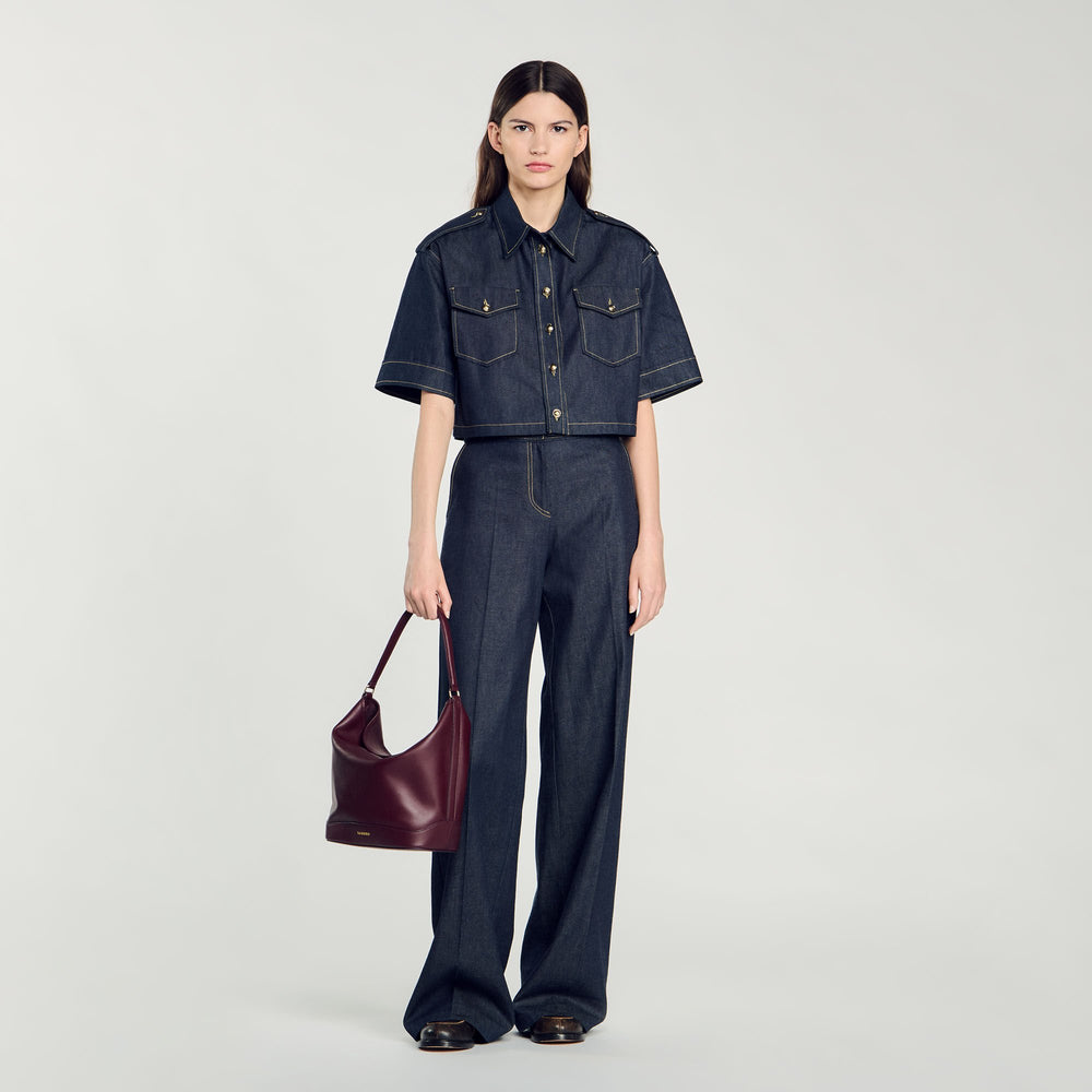 TANGOSO leather bucket bag Bordeaux Sandro Women