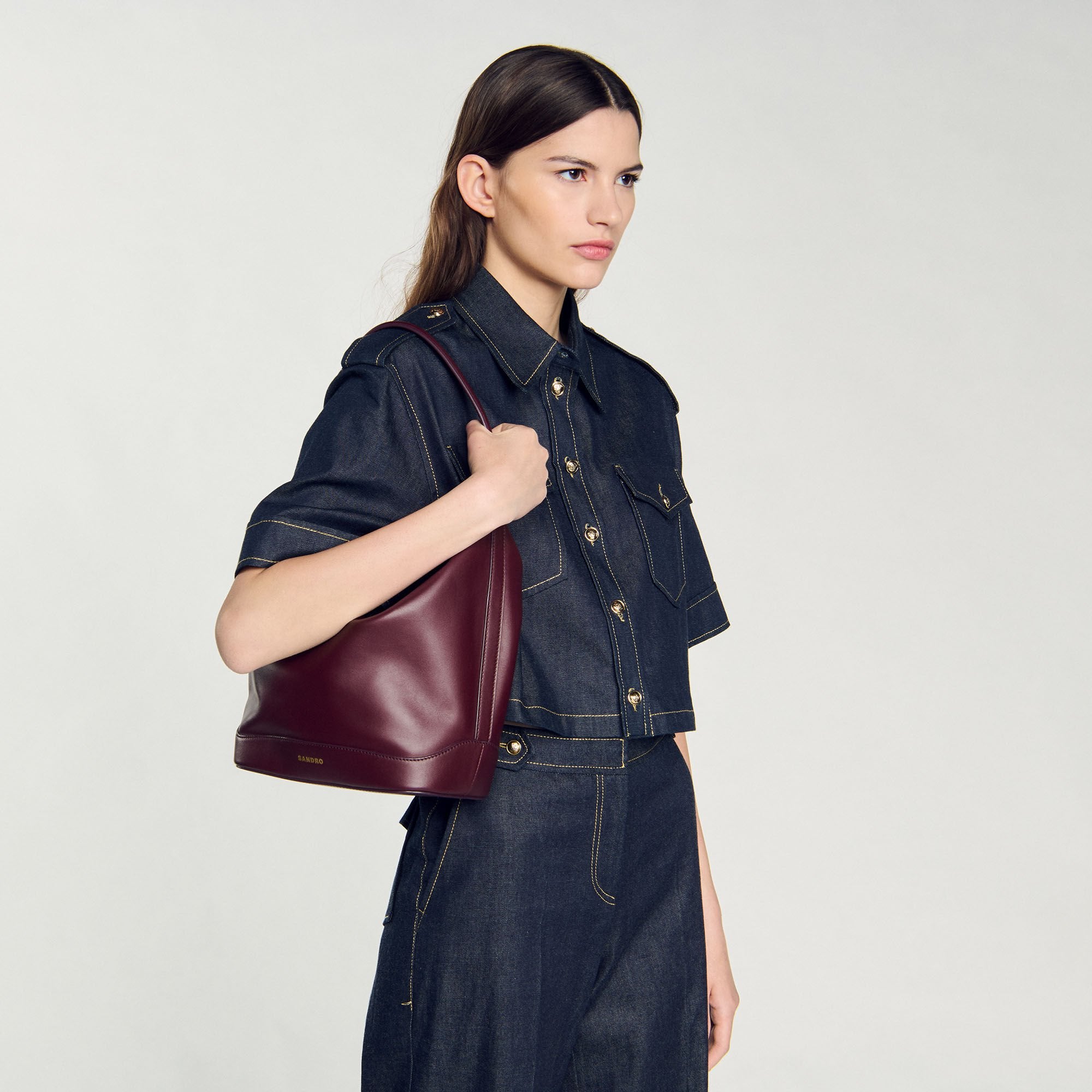 TANGOSO leather bucket bag Bordeaux Sandro Women