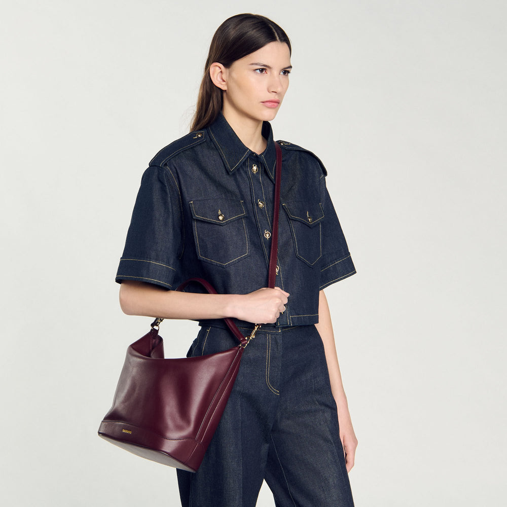 TANGOSO leather bucket bag Bordeaux Sandro Women