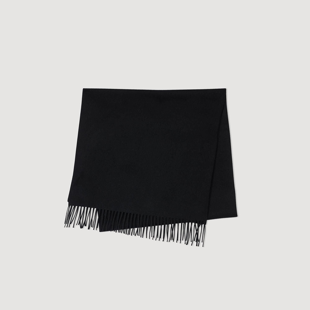 Wool and cashmere scarf Black Sandro Men|Women