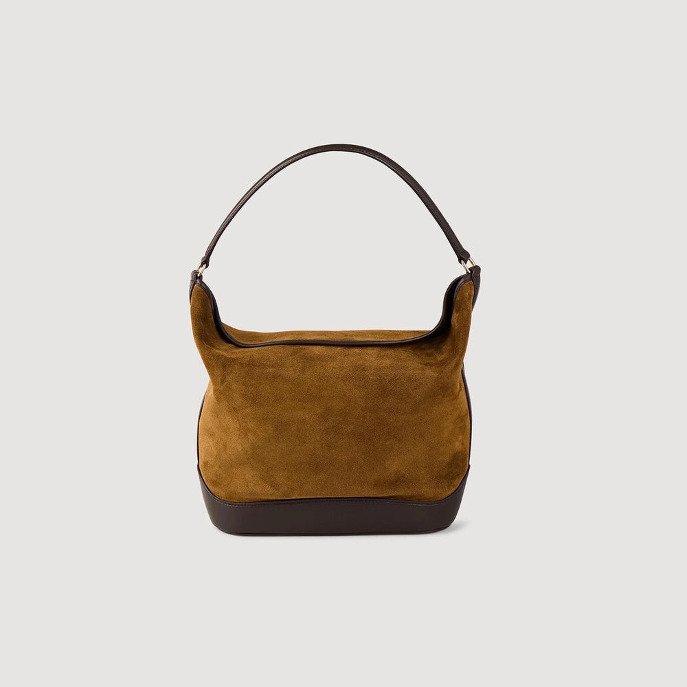 TANGOSO suede and leather bucket bag Camel Sandro Women