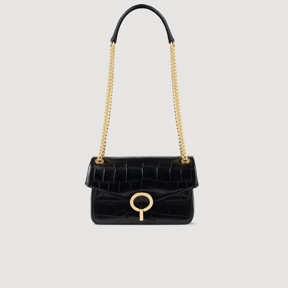 Mock croc leather Yza bag Black Sandro Women