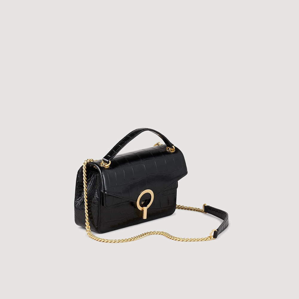 Mock croc leather Yza bag Black Sandro Women