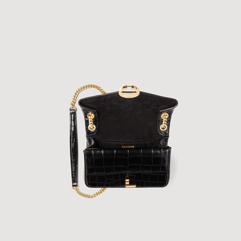 Mock croc leather Yza bag Black Sandro Women