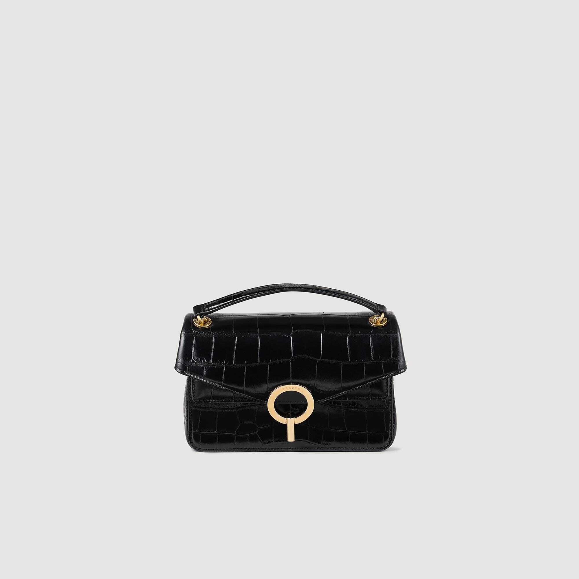 Mock croc leather Yza bag Black Sandro Women