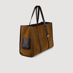Suede tote bag Camel Sandro Women