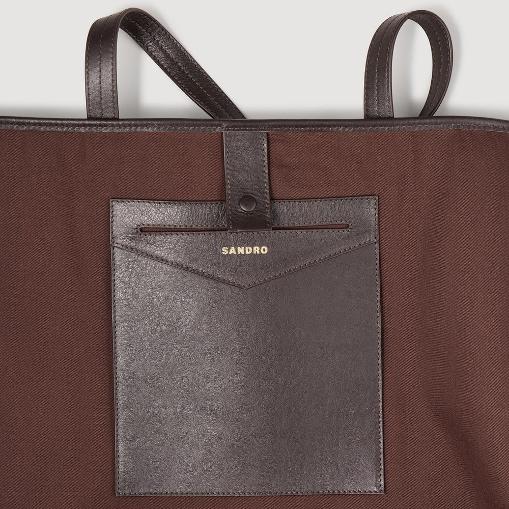 Suede tote bag Camel Sandro Women