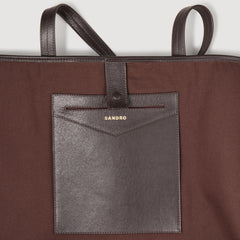 Suede tote bag Camel Sandro Women