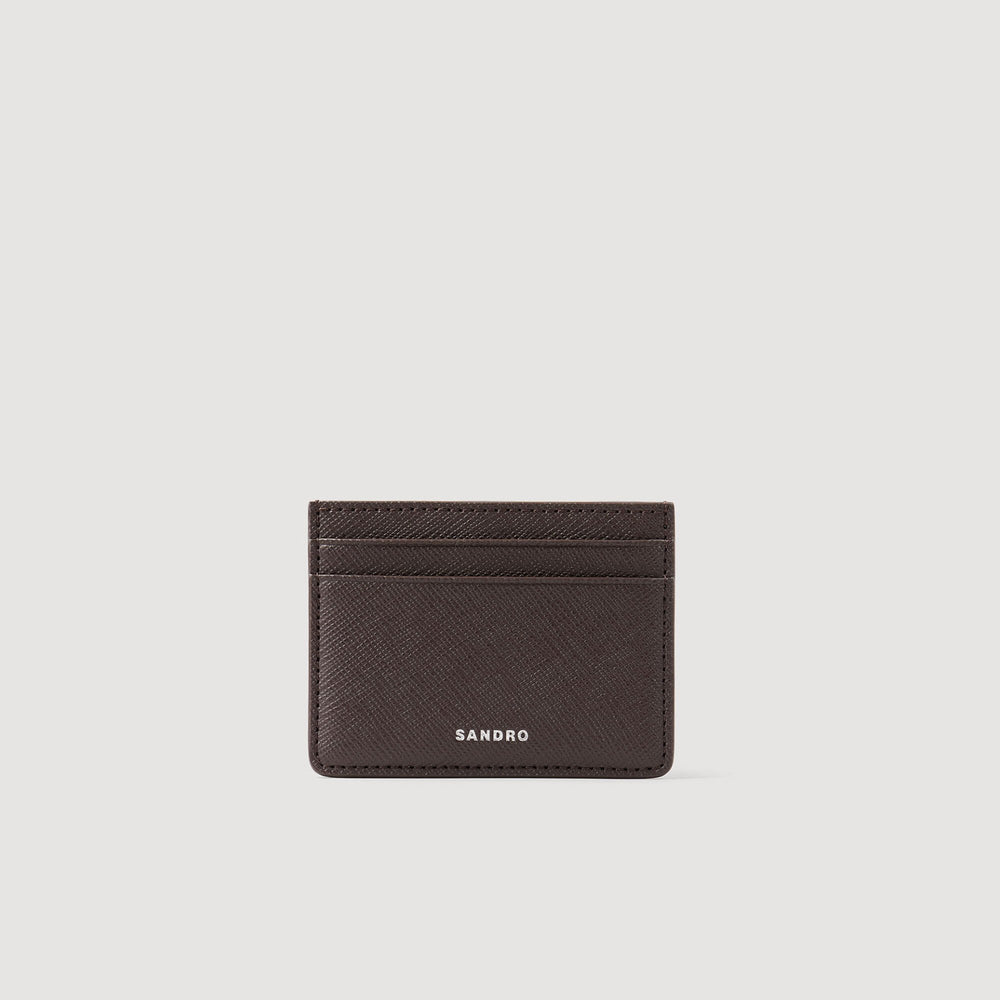 Reconstituted leather cardholder Chocolate Sandro Men