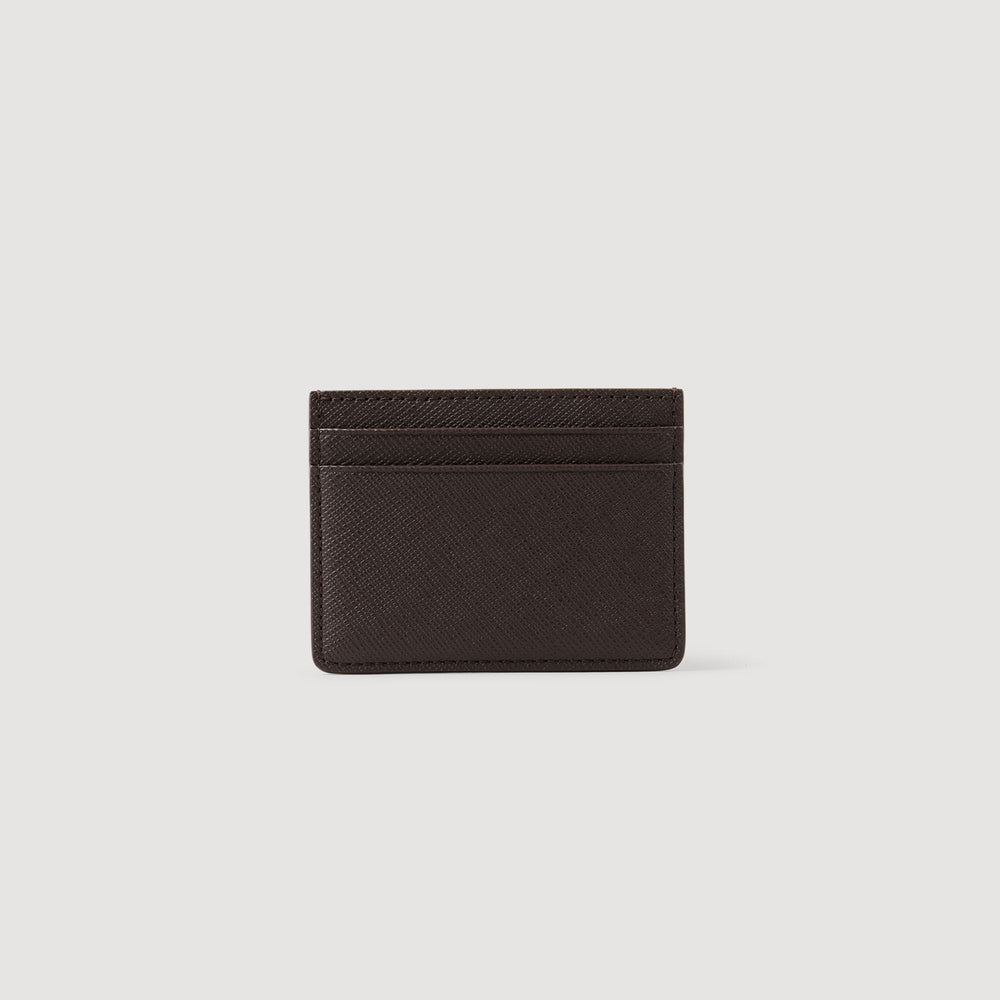 Reconstituted leather cardholder Chocolate Sandro Men