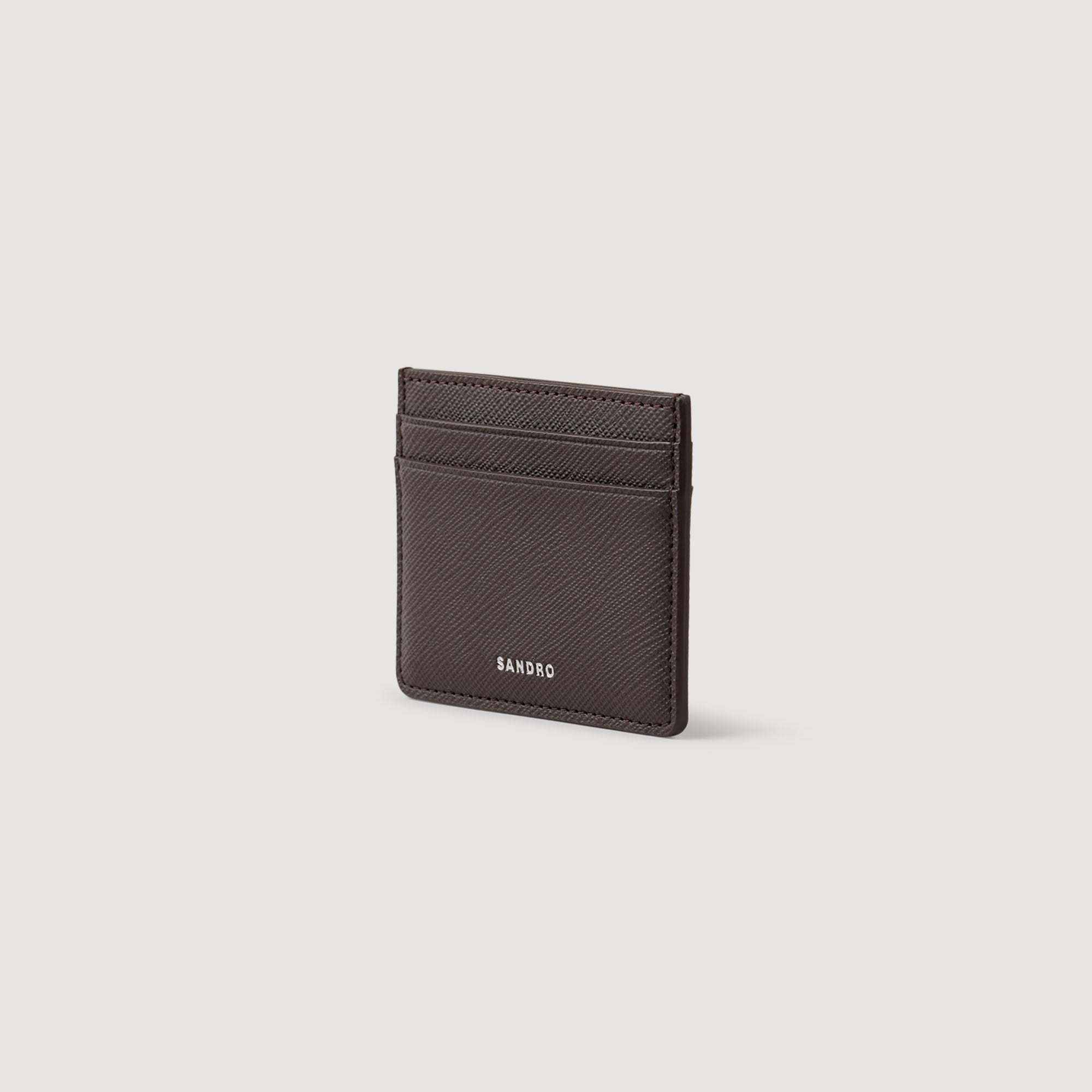 Reconstituted leather cardholder Chocolate Sandro Men