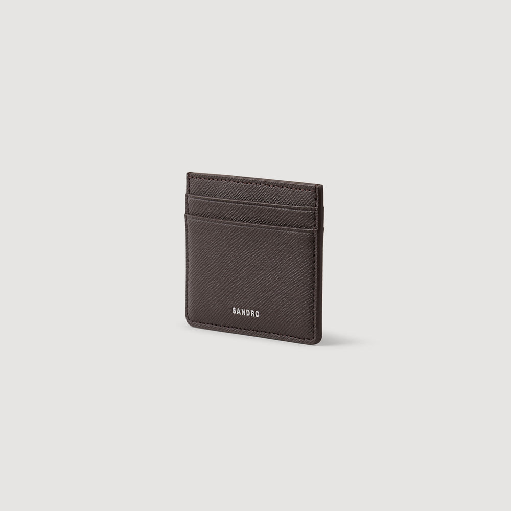 Reconstituted leather cardholder Chocolate Sandro Men