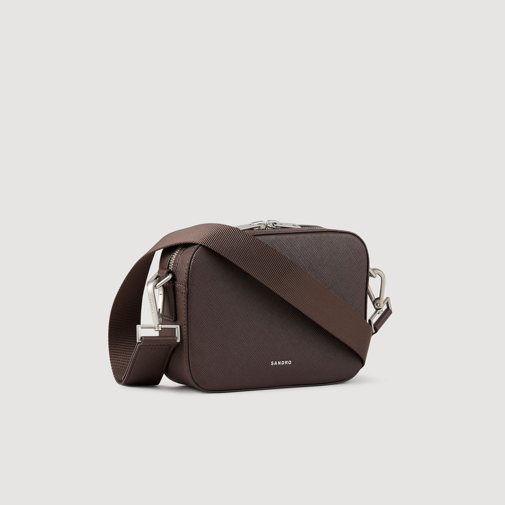 Small reconstituted leather bag Chocolate Sandro Men