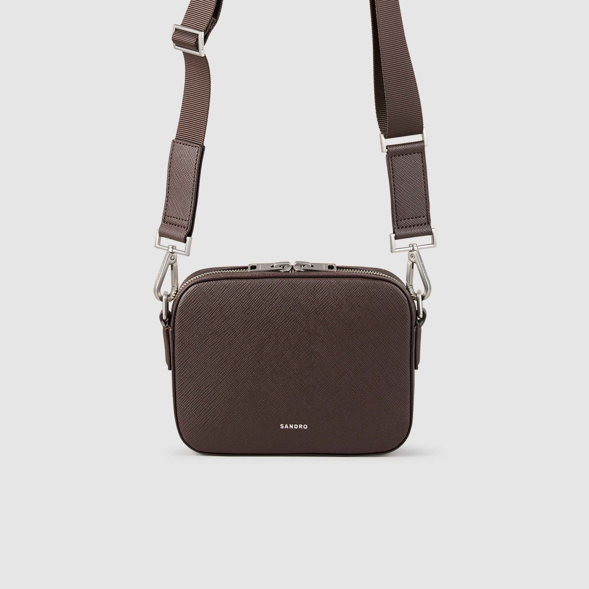 Small reconstituted leather bag Chocolate Sandro Men