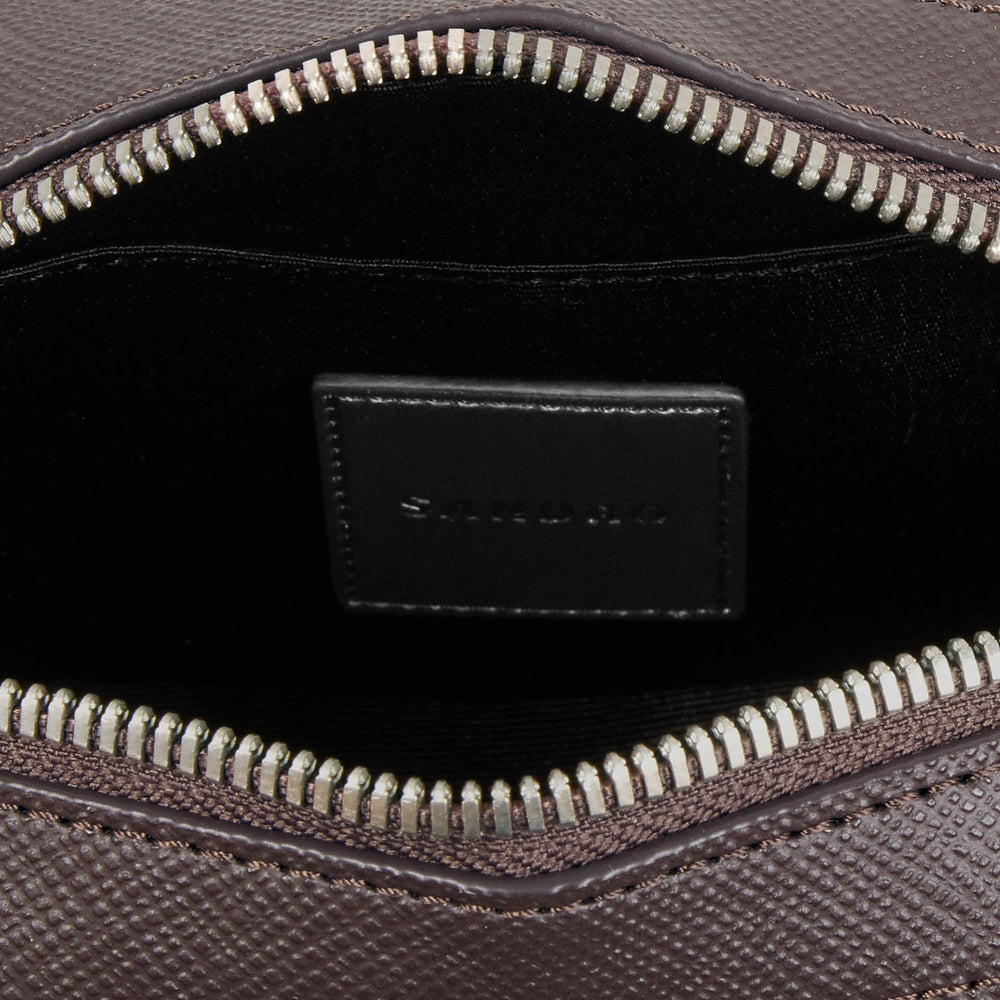 Small reconstituted leather bag Chocolate Sandro Men