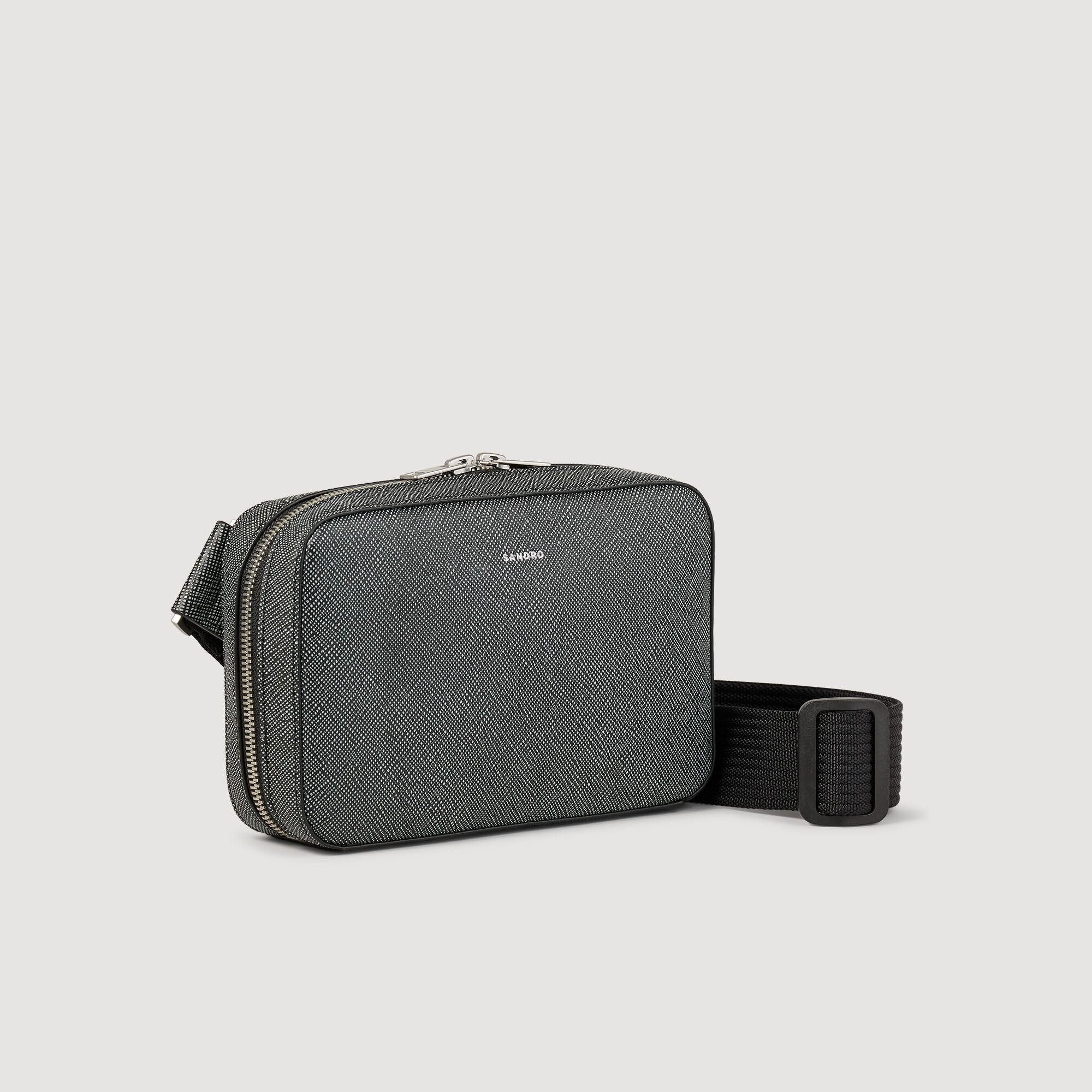 Small reconstitued leather bag Graphites Sandro Men