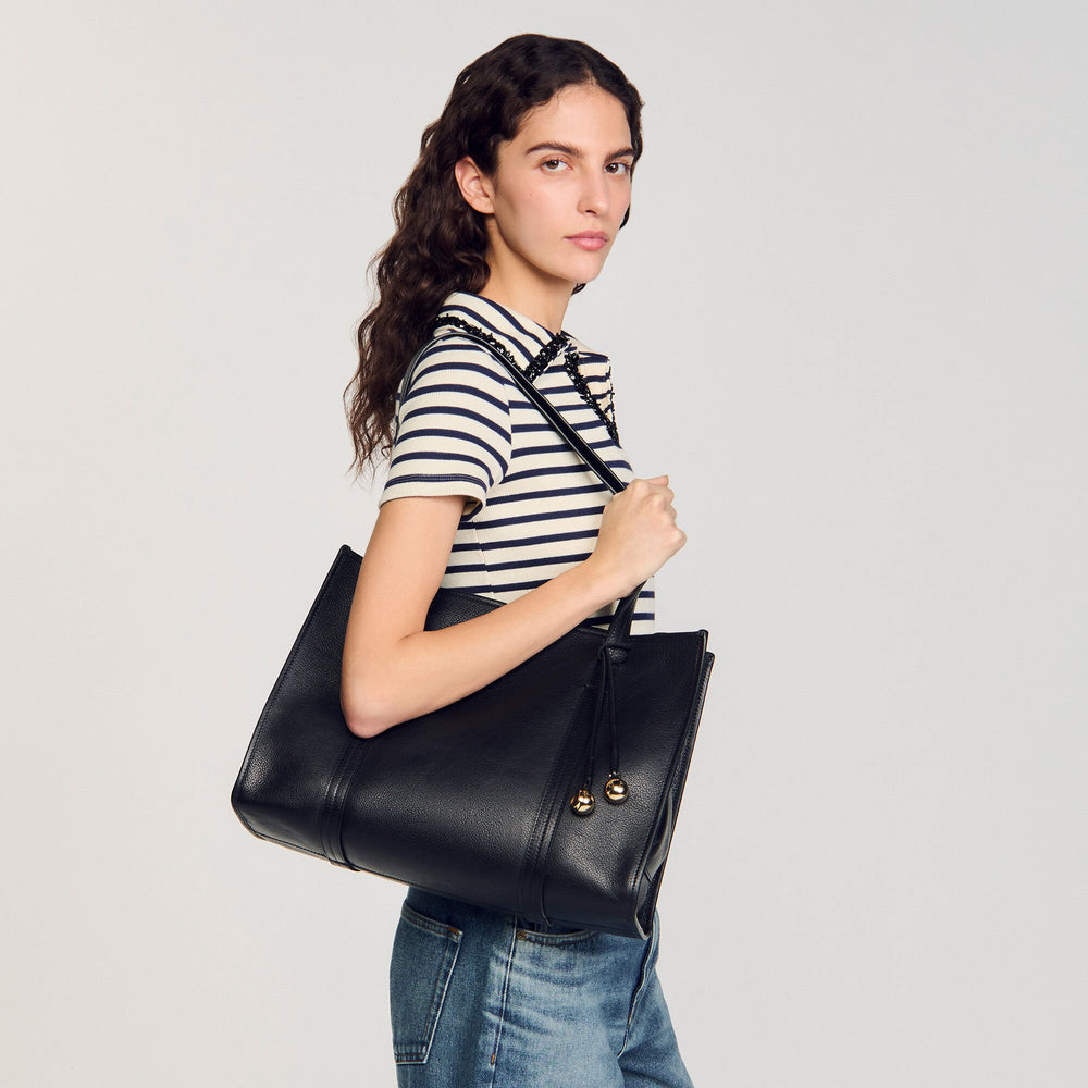 Soft leather tote bag Black Sandro Women