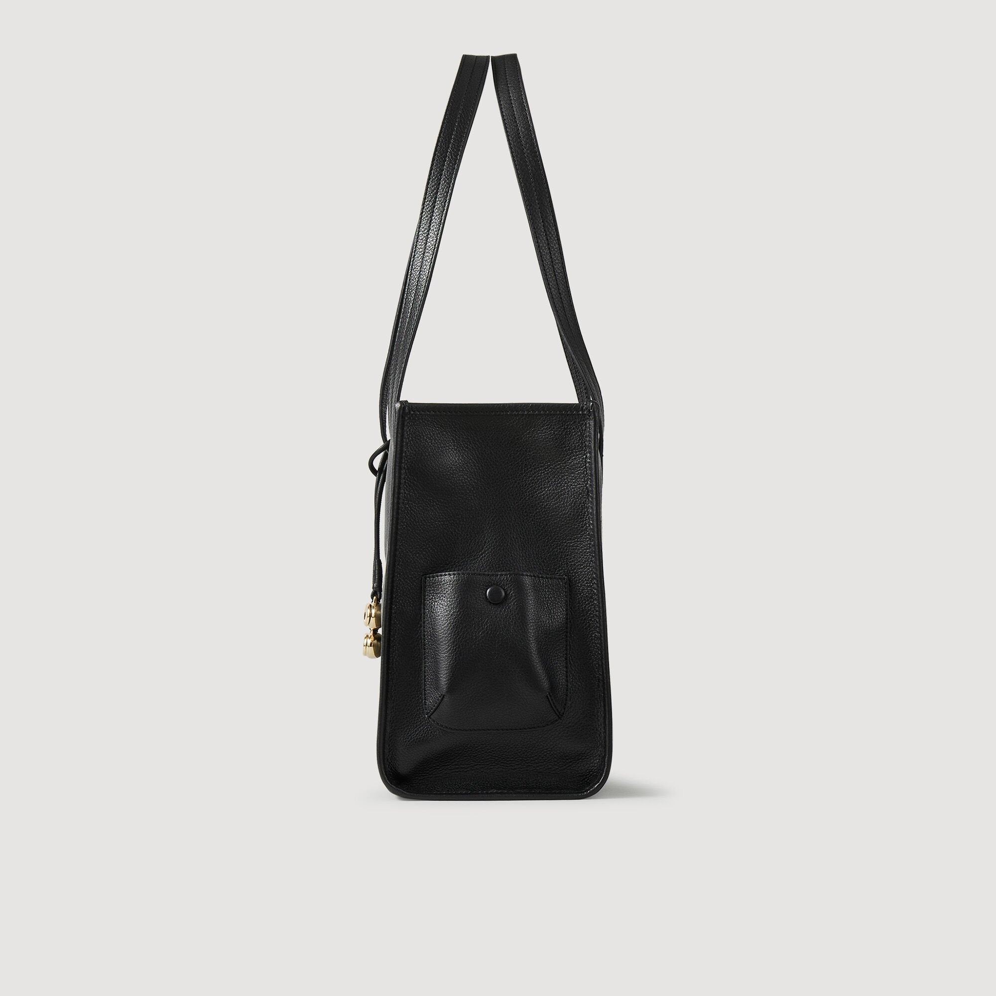 Soft leather tote bag Black Sandro Women