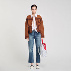 Striped canvas tote bag Blue / Ecru Sandro Women