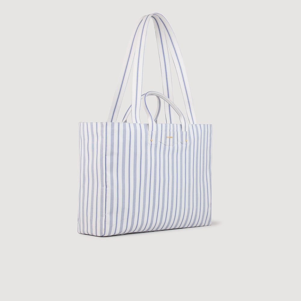 Striped canvas tote bag Blue / Ecru Sandro Women