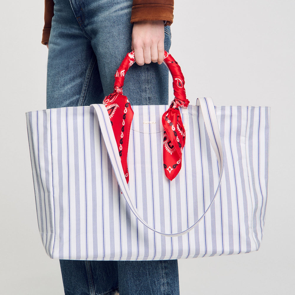 Striped canvas tote bag Blue / Ecru Sandro Women