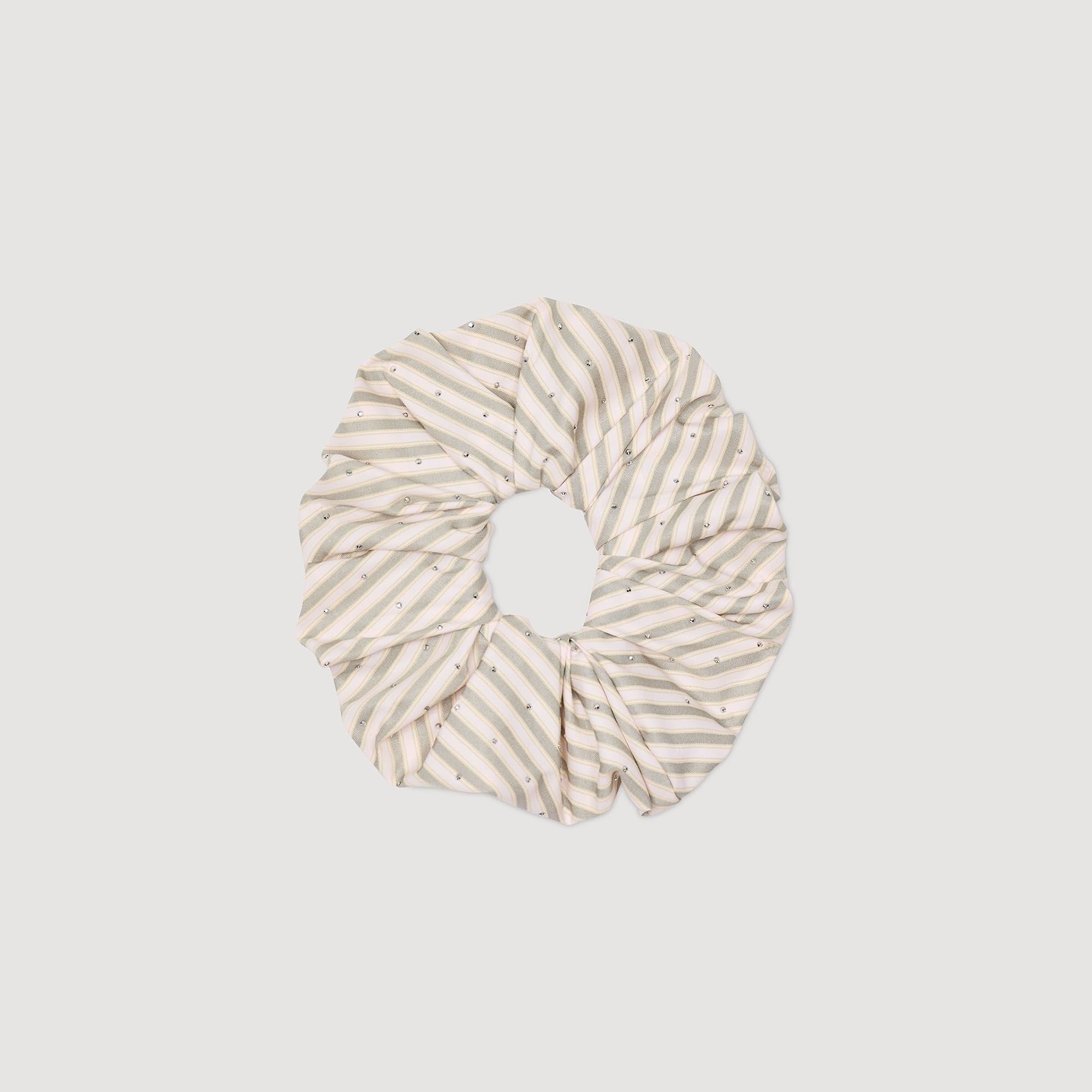 Rhinestone striped scrunchie Khaki / Pink Sandro Women