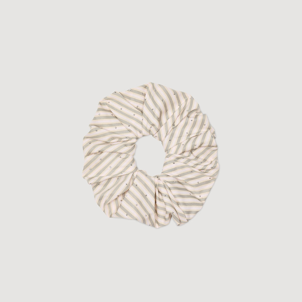 Rhinestone striped scrunchie Khaki / Pink Sandro Women