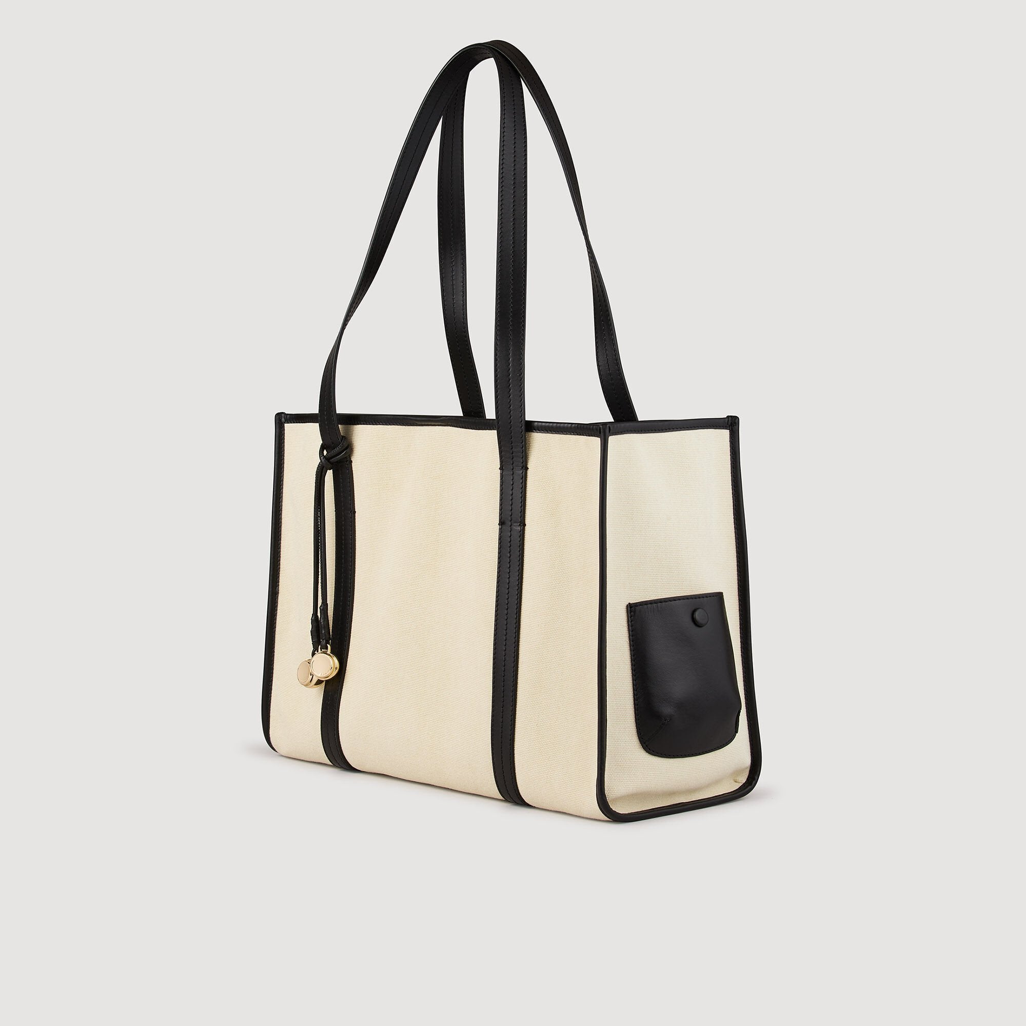 Canvas tote bag Ecru / Black Sandro Women