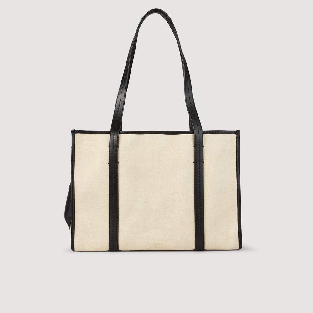Canvas tote bag Ecru / Black Sandro Women