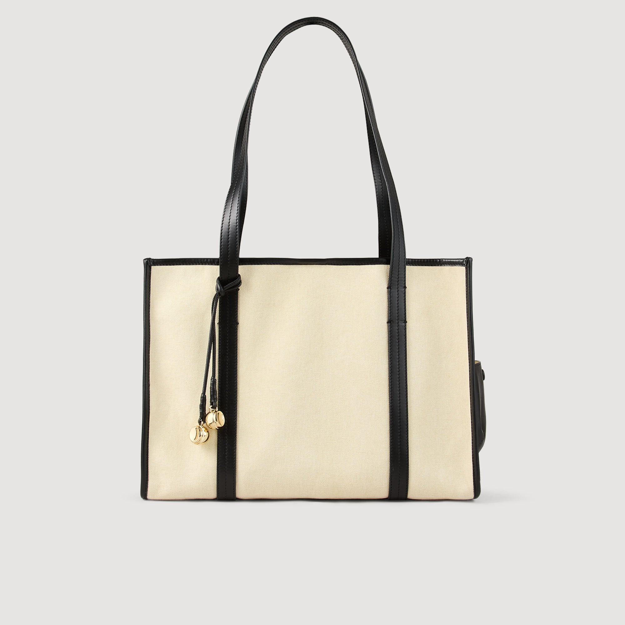 Canvas tote bag Ecru / Black Sandro Women