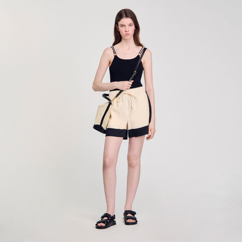 Tangoso canvas bucket bag Ecru / Black Sandro Women
