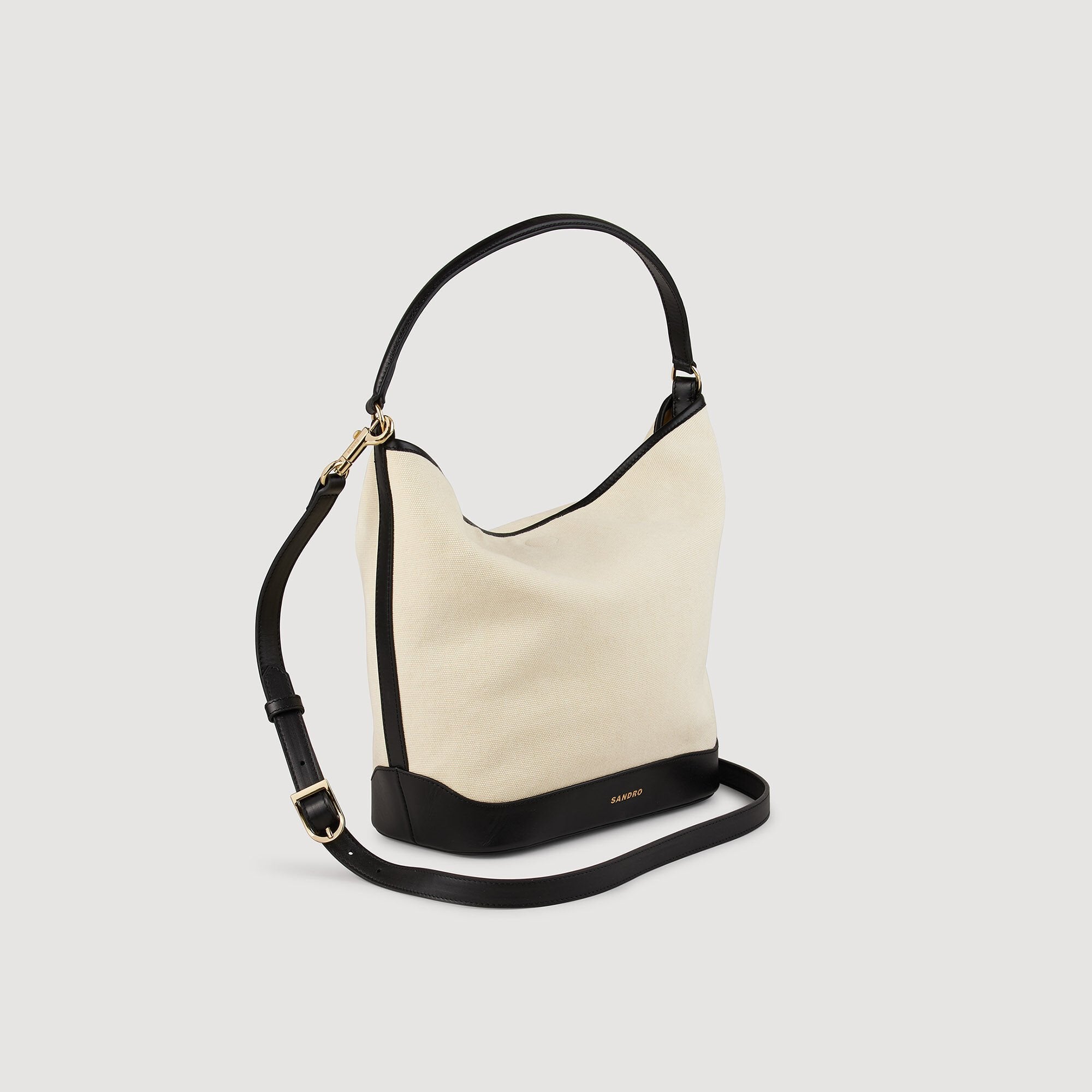 Tangoso canvas bucket bag Ecru / Black Sandro Women