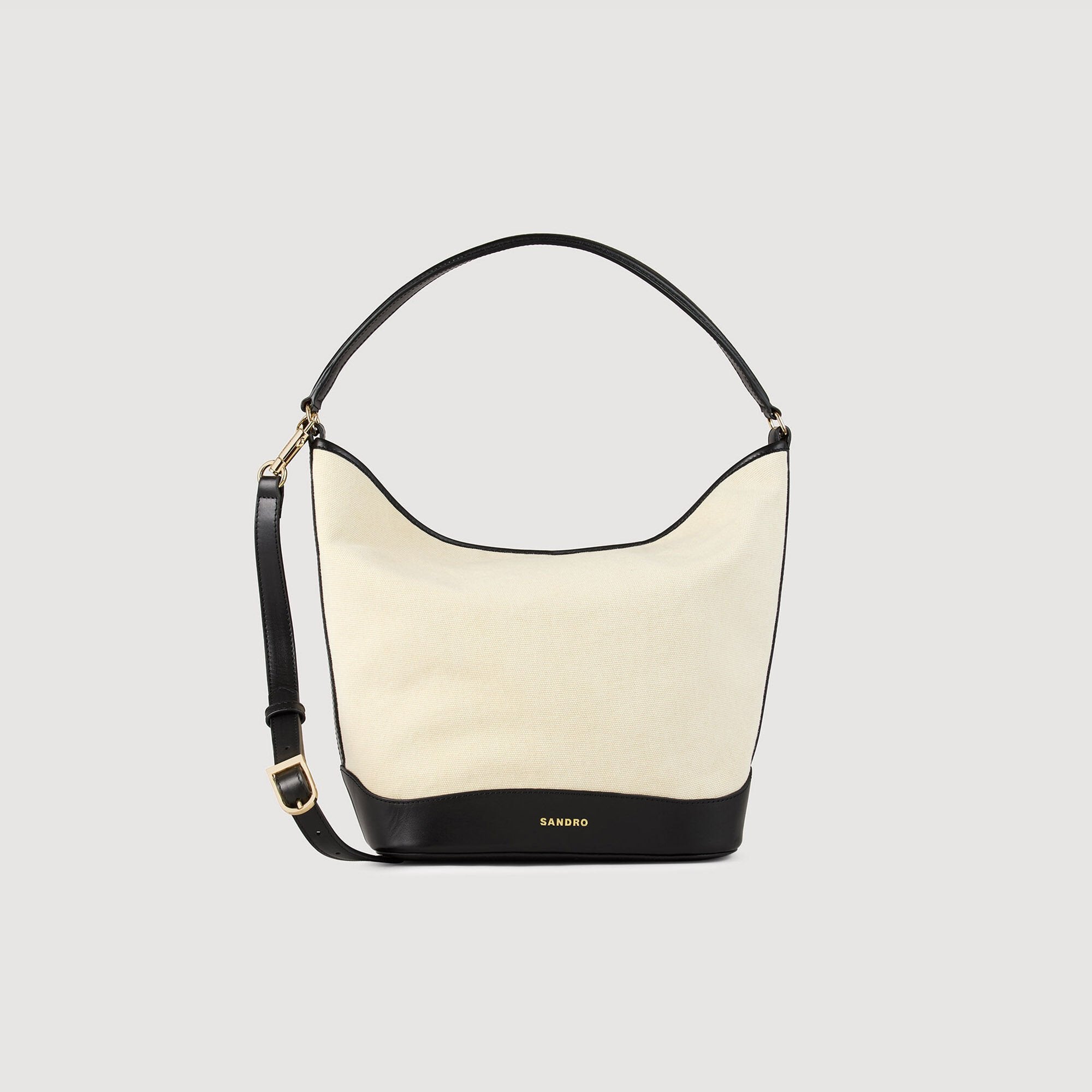 Tangoso canvas bucket bag Ecru / Black Sandro Women