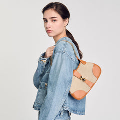 Janet canvas and leather bag Beige Sandro Women