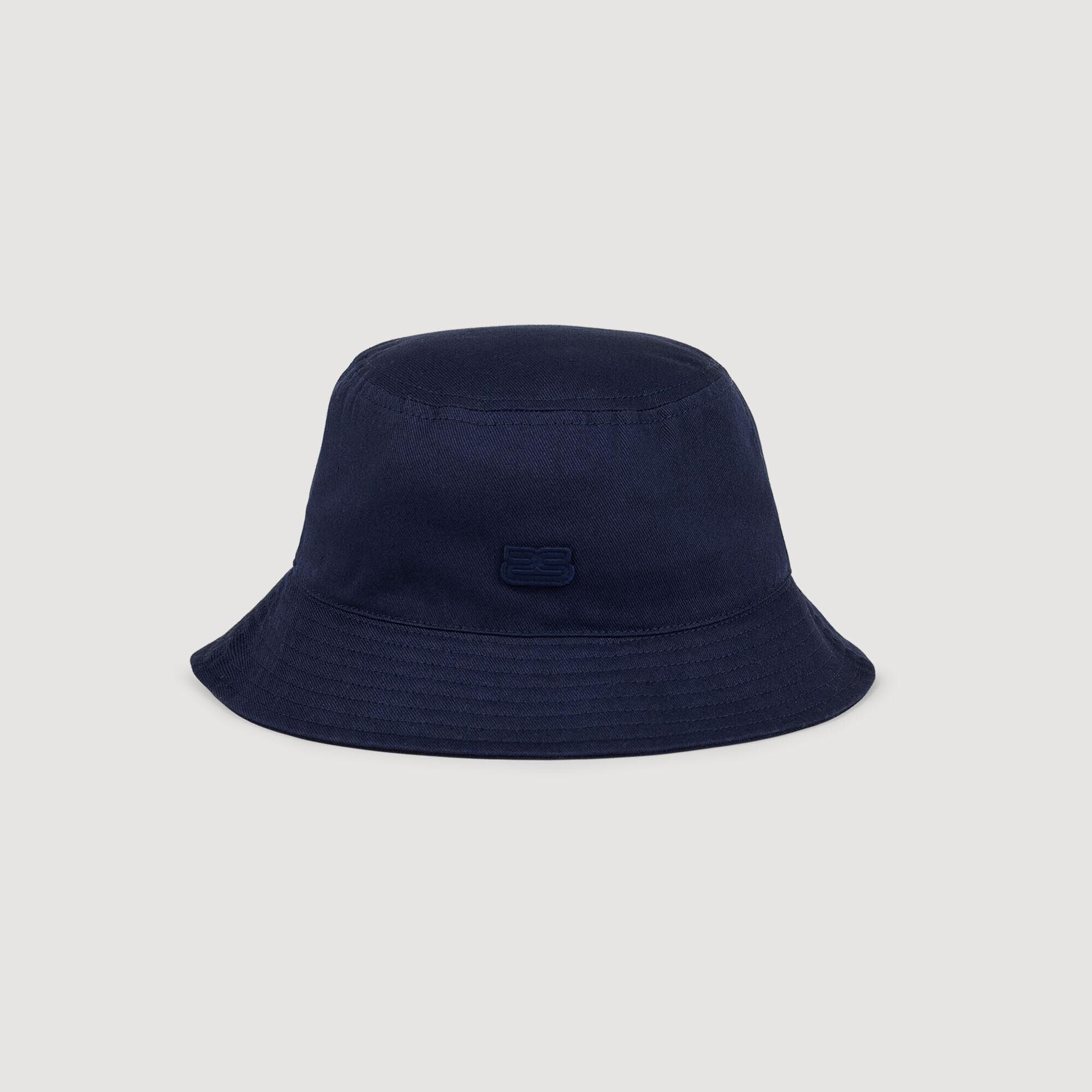 Cotton bucket hat with patch Navy Blue Sandro Men
