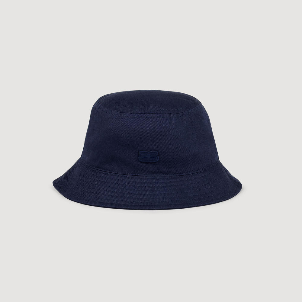 Cotton bucket hat with patch Navy Blue Sandro Men