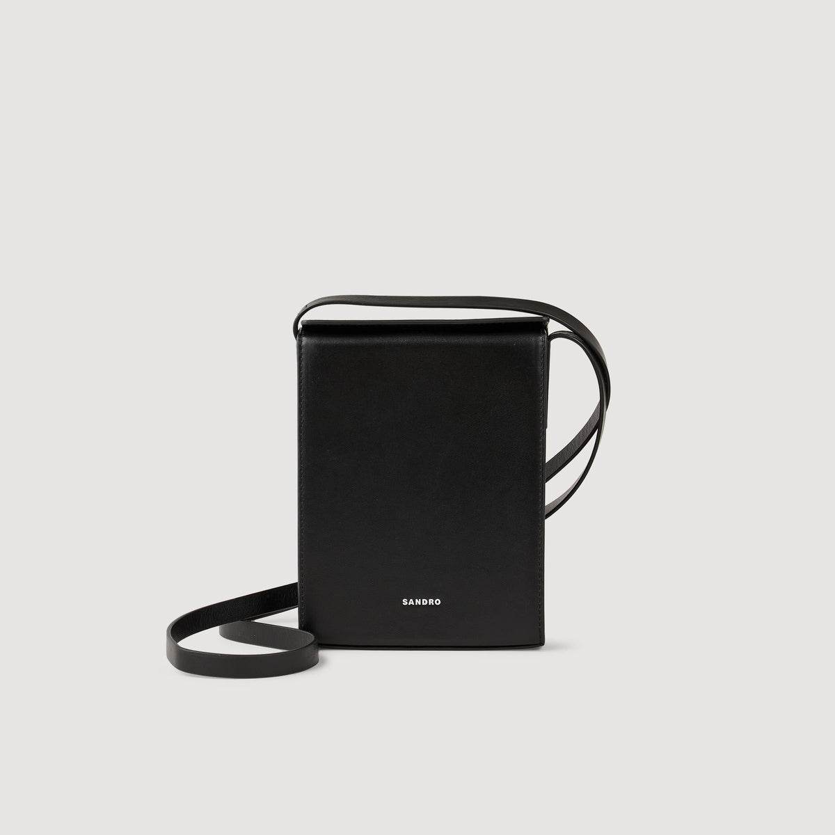 Leather shoulder bag Black Sandro Men