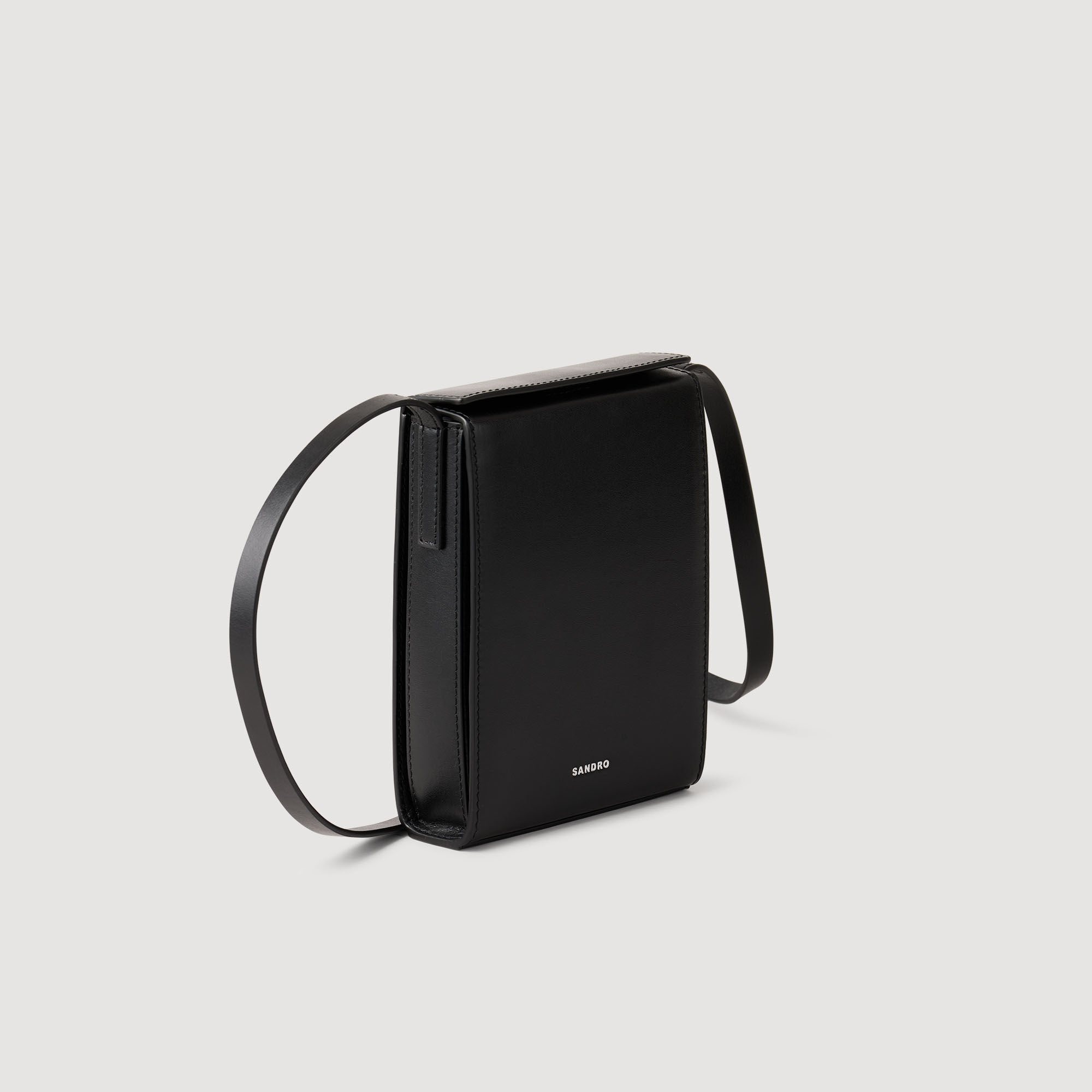 Leather shoulder bag Black Sandro Men