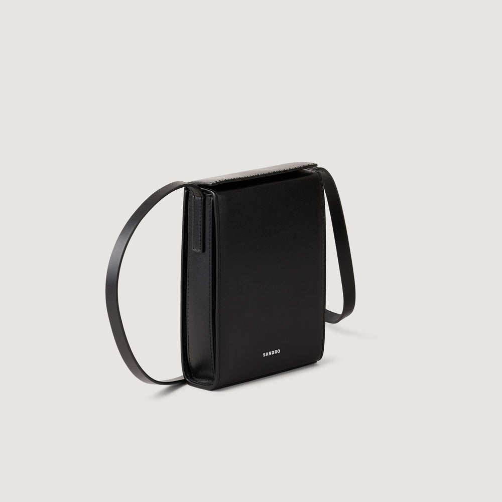 Leather shoulder bag Black Sandro Men