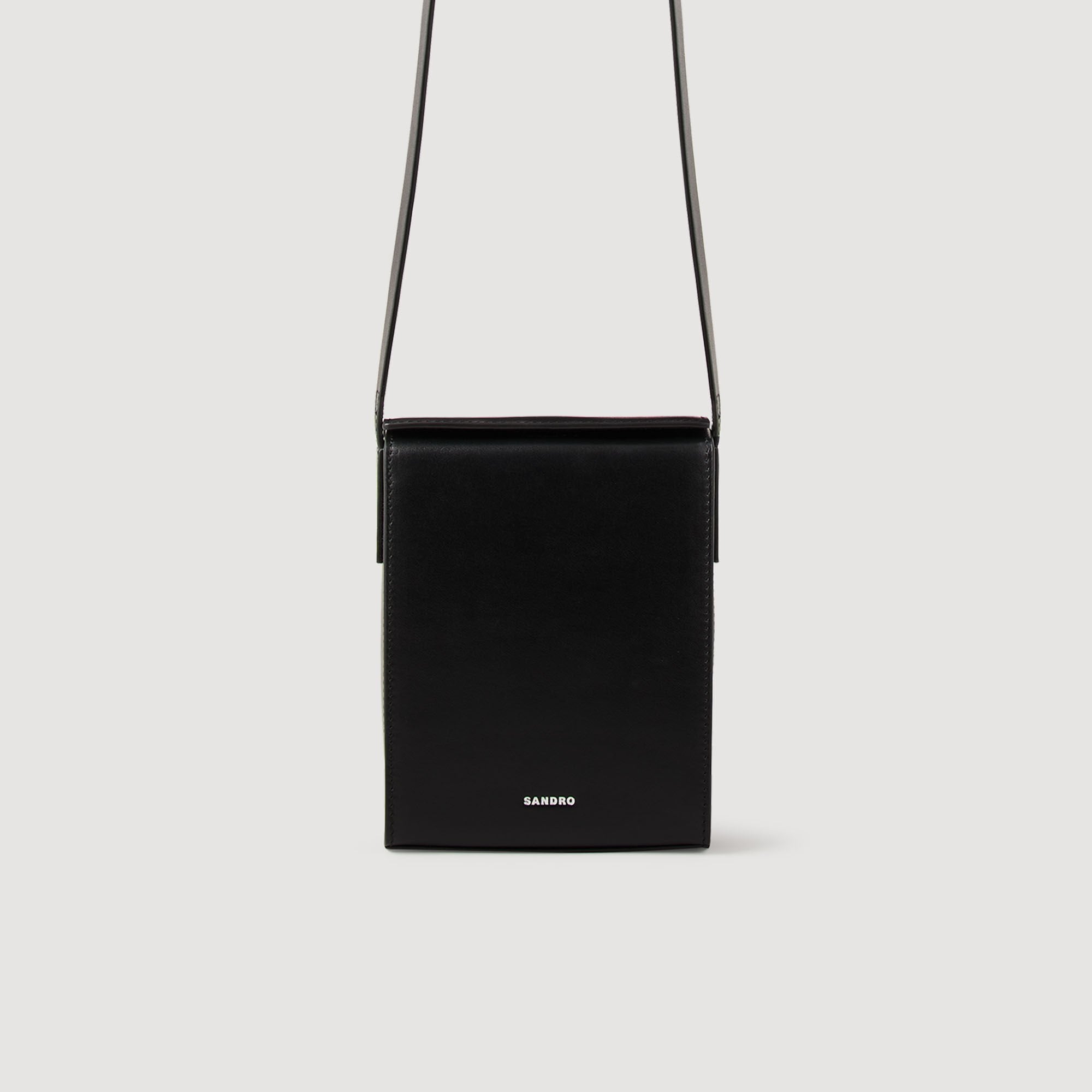 Leather shoulder bag Black Sandro Men