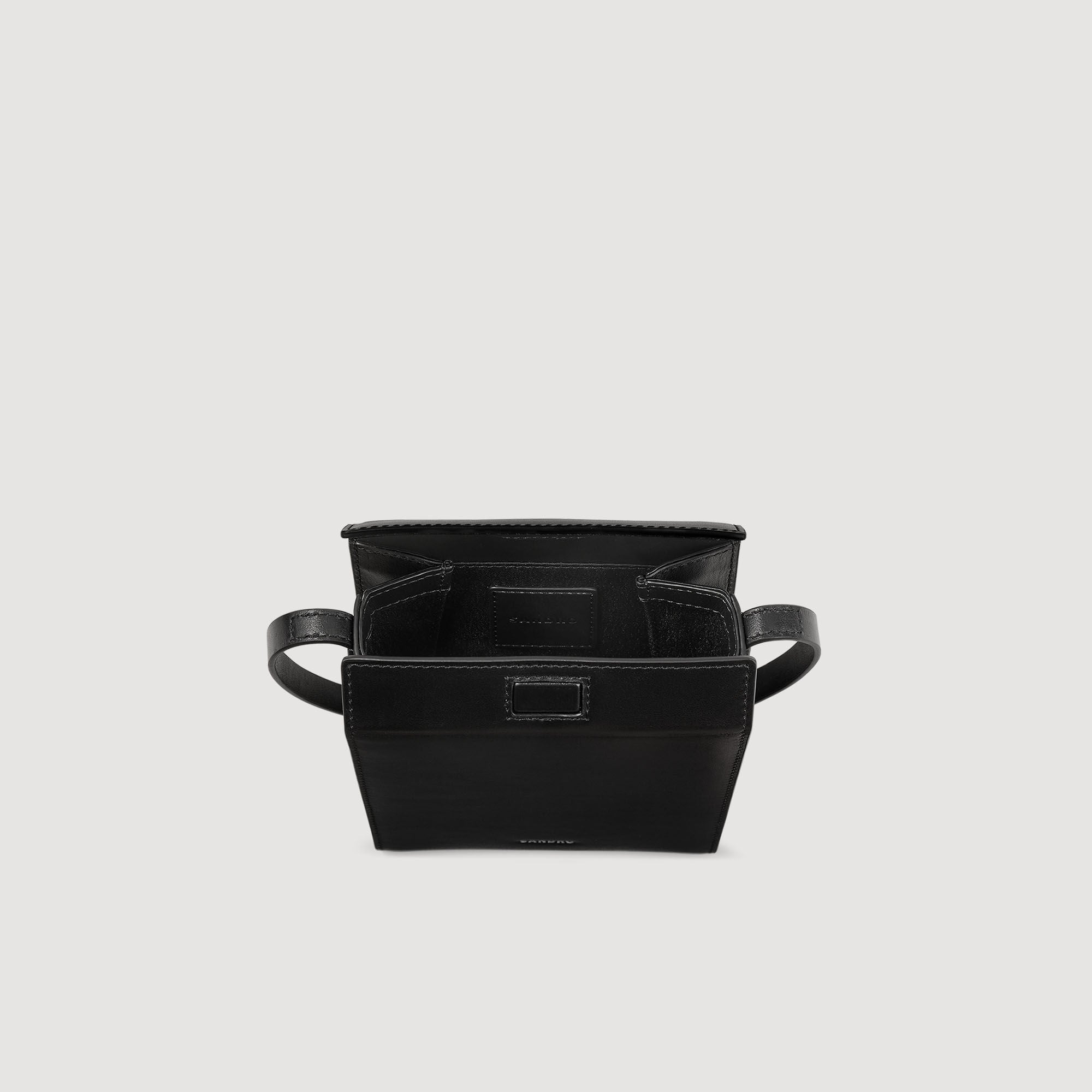 Leather shoulder bag Black Sandro Men