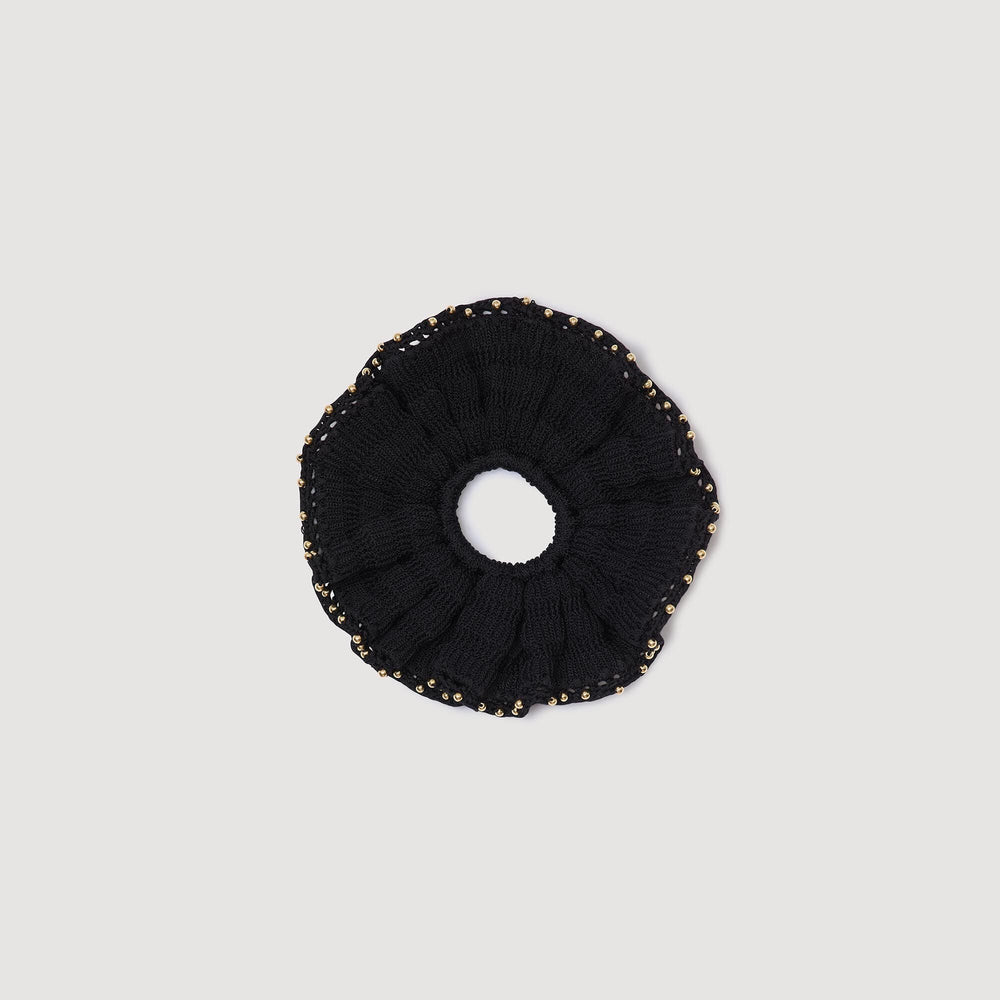 Beaded crochet scrunchie Black Sandro Women