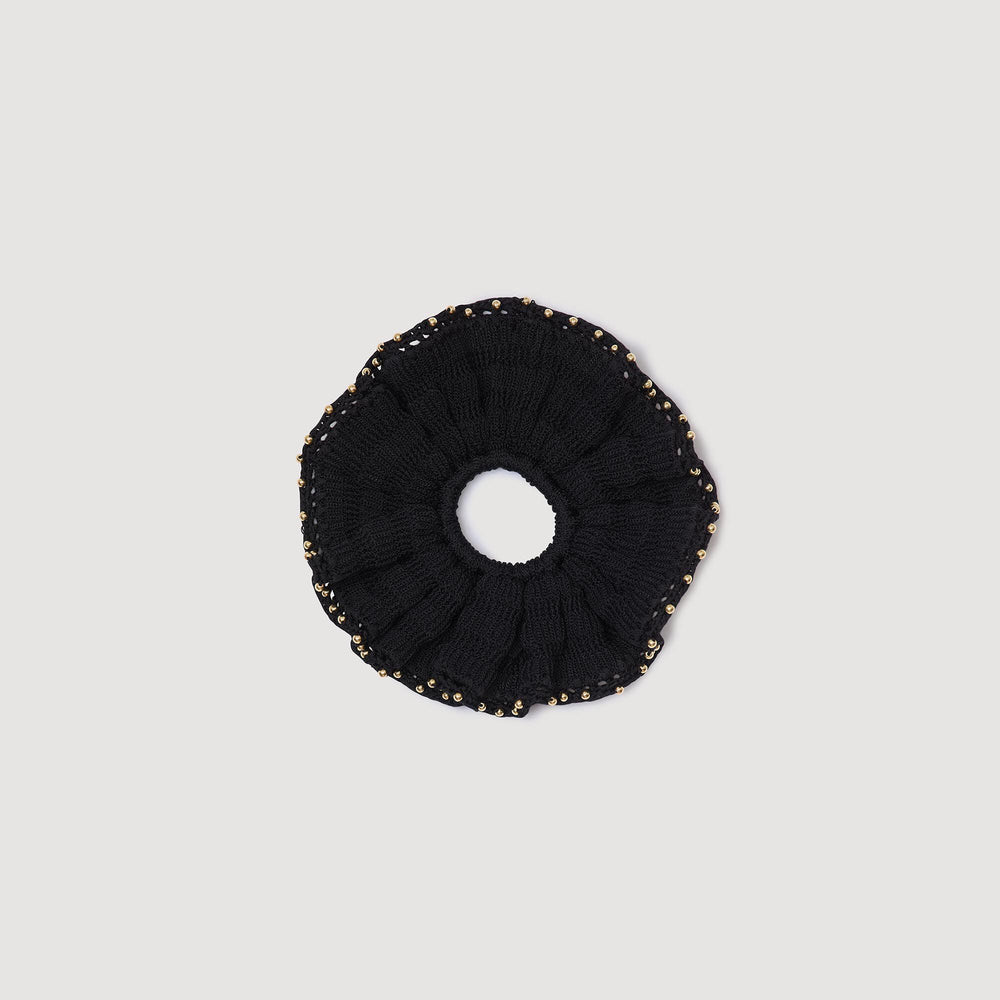 Beaded crochet scrunchie Black Sandro Women