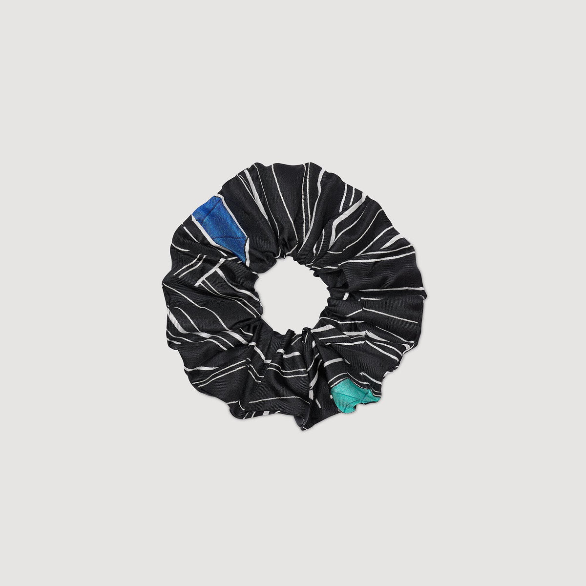 Striped silk scrunchie Black Sandro Women