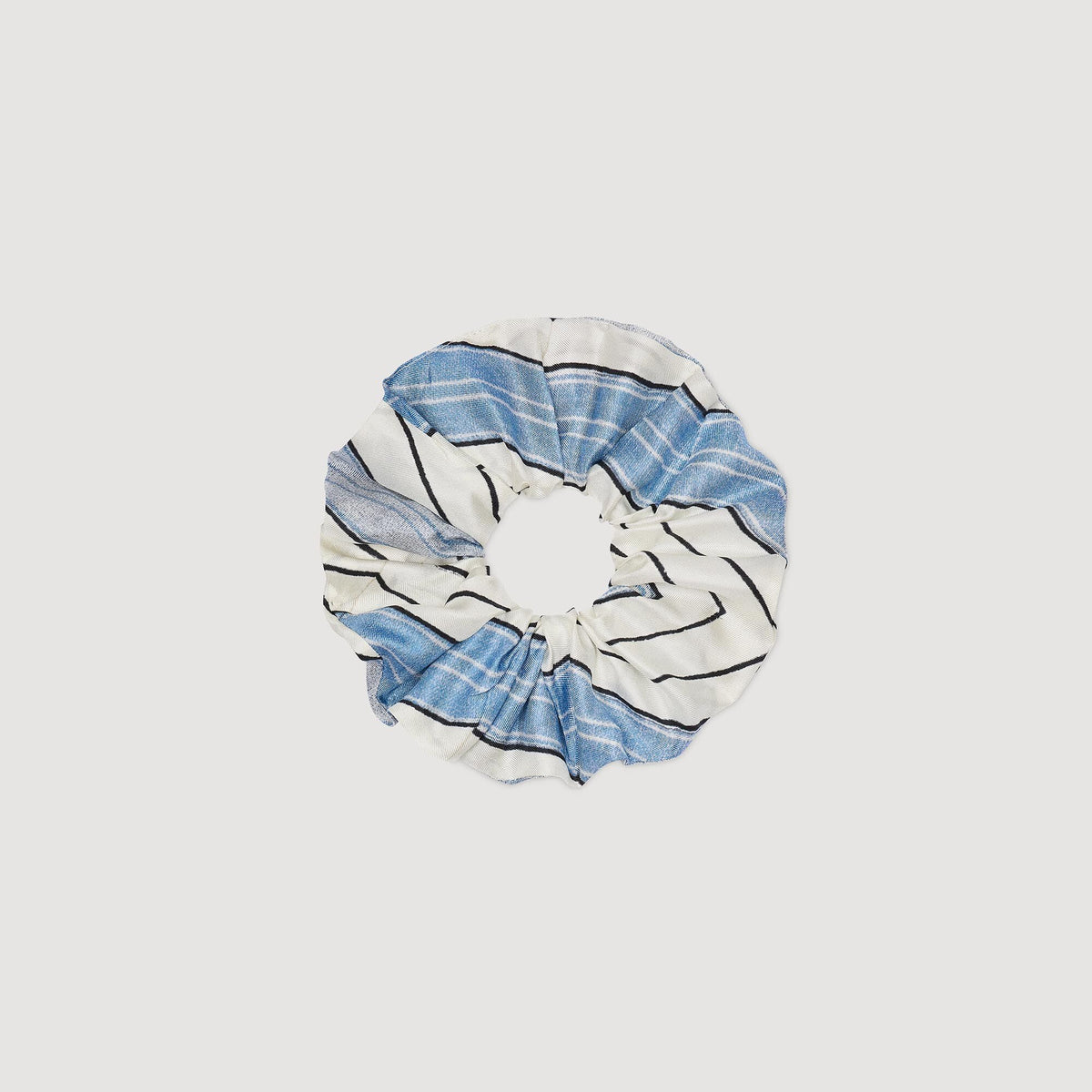 Striped silk scrunchie Sky Blue Sandro Women