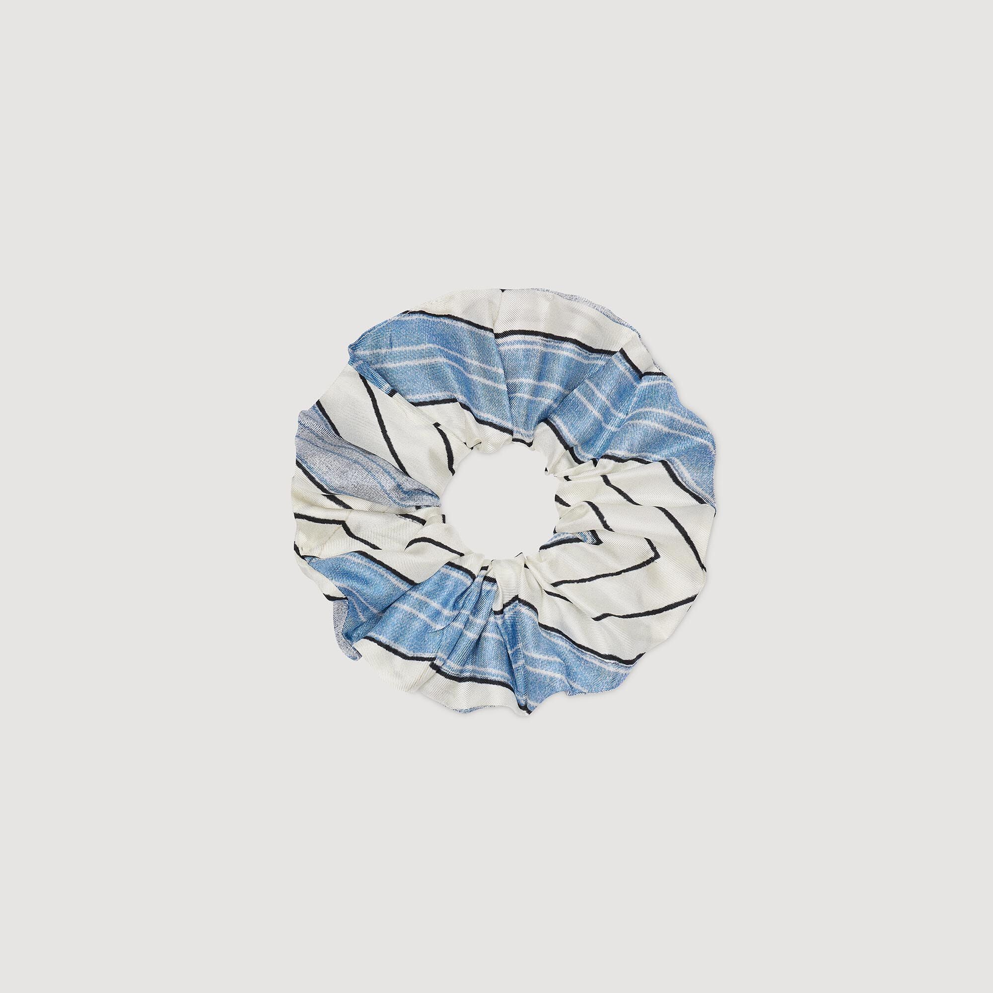 Striped silk scrunchie Sky Blue Sandro Women