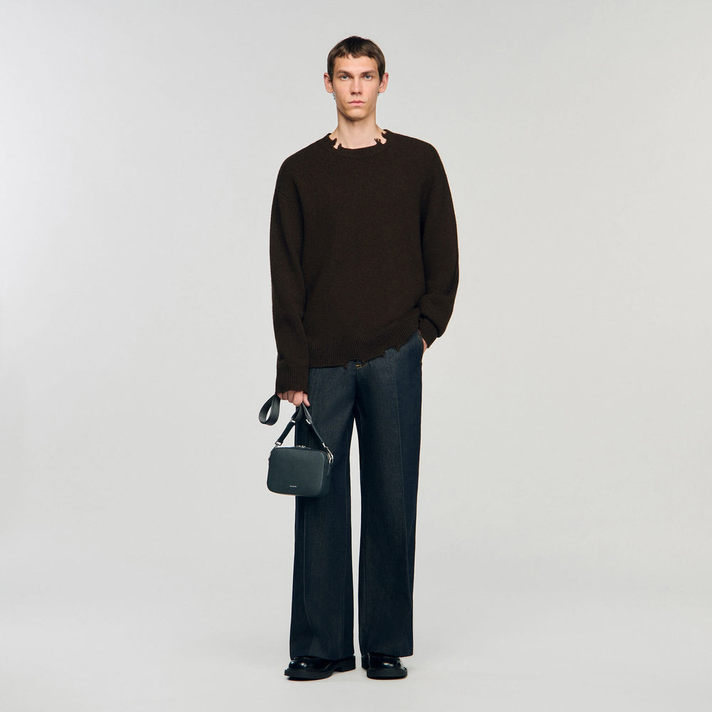 Small reconstituted leather bag Steel Sandro Men