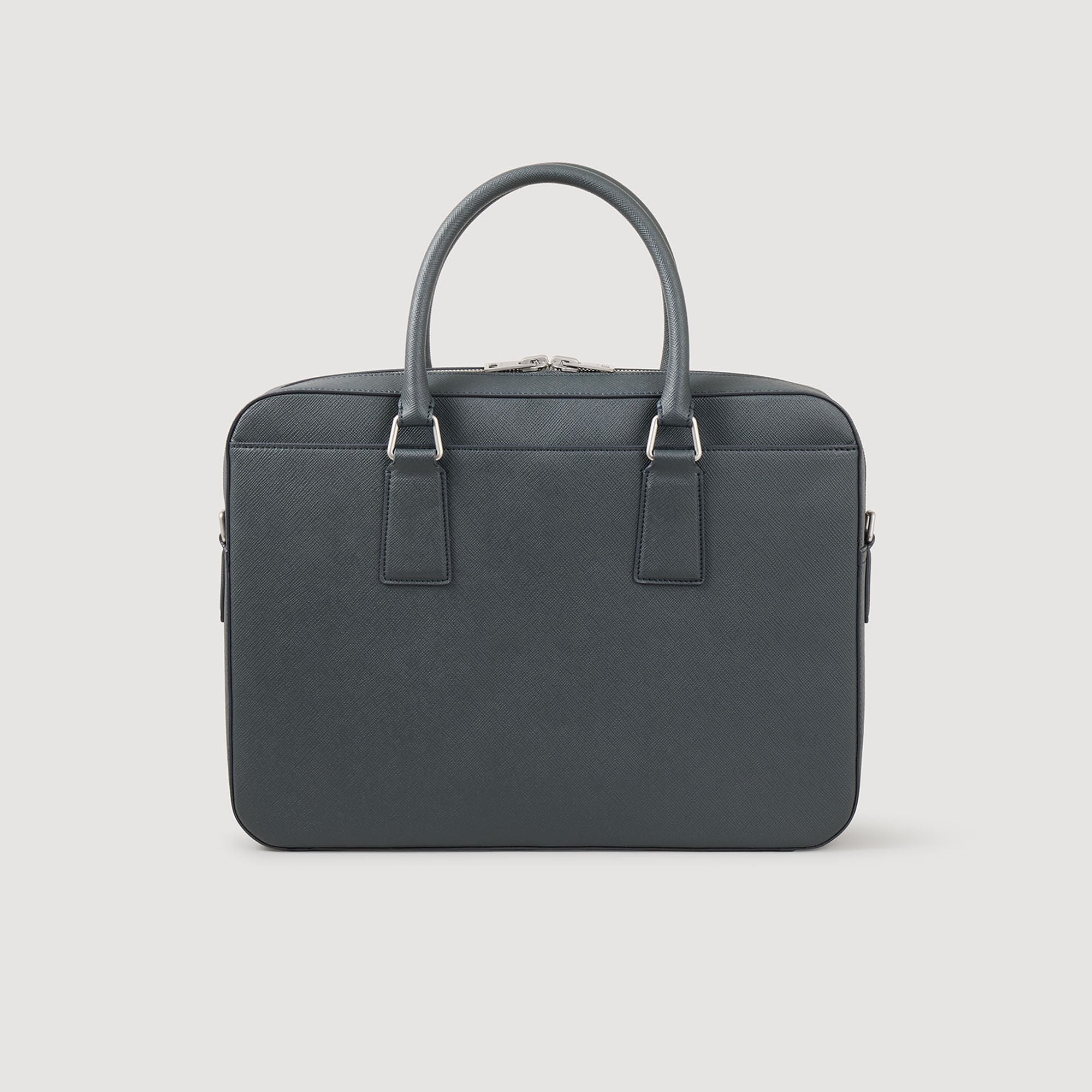 Reconstituted leather briefcase Steel Sandro Men