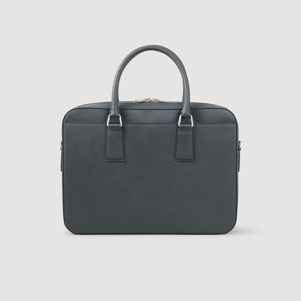 Reconstituted leather briefcase Steel Sandro Men