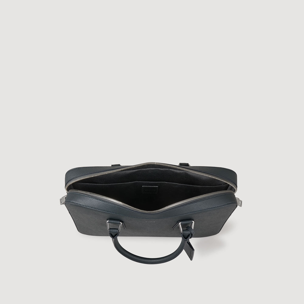 Reconstituted leather briefcase Steel Sandro Men